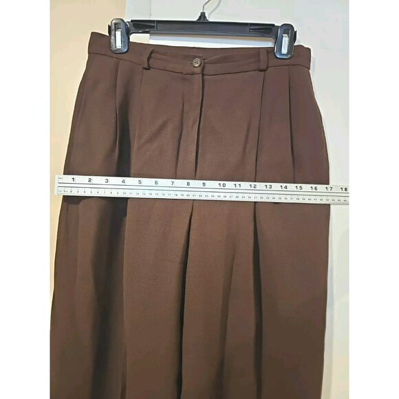 Vtg Anne Klein Women 2 Pc Wool Pant Suit Sz 10 Brown Blazer Jacket Dress Pants - Picture 11 of 16